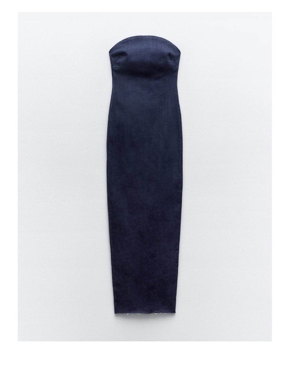 Zara ZW strapless blue denim bodycon dress